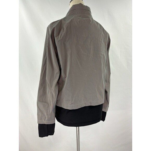 Calia Reflective Jacket Silver Black Medium Layered Look Zippered Hood - Picture 2 of 15